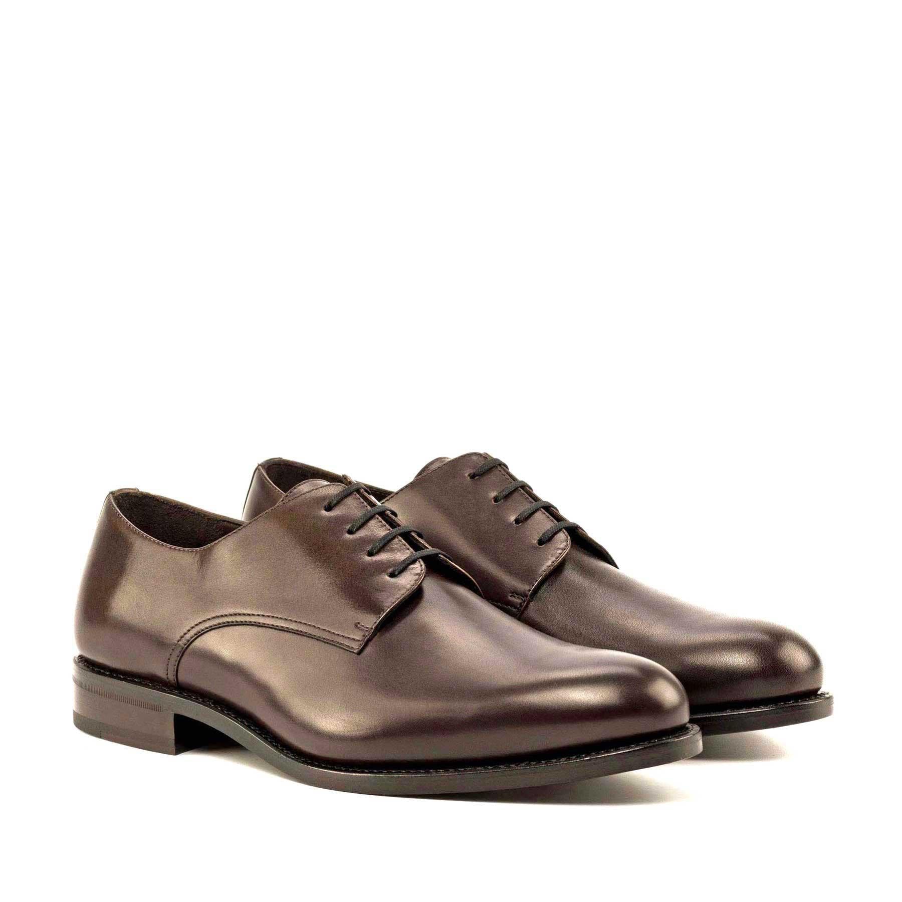 Handmade Derby Shoes for Men in Dark Brown Calf Leather 8