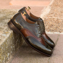 Load image into Gallery viewer, Green & Medium Brown Polished Calf Brogue - Full Brogue