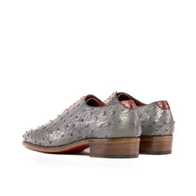 Load image into Gallery viewer, Grey Ostrich Wholecut Shoes with Cuban Heel - Whole Cut