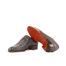 Load image into Gallery viewer, Grey Ostrich Wholecut Shoes with Cuban Heel - Whole Cut