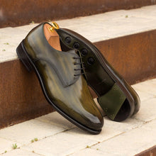 Load image into Gallery viewer, Khaki Green Patina Leather Derby Shoes - Derby