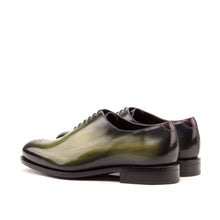 Load image into Gallery viewer, Khaki Green Patina Leather Wholecut Shoes - Whole Cut