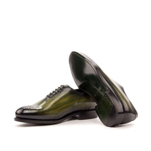 Load image into Gallery viewer, Khaki Green Patina Leather Wholecut Shoes - Whole Cut