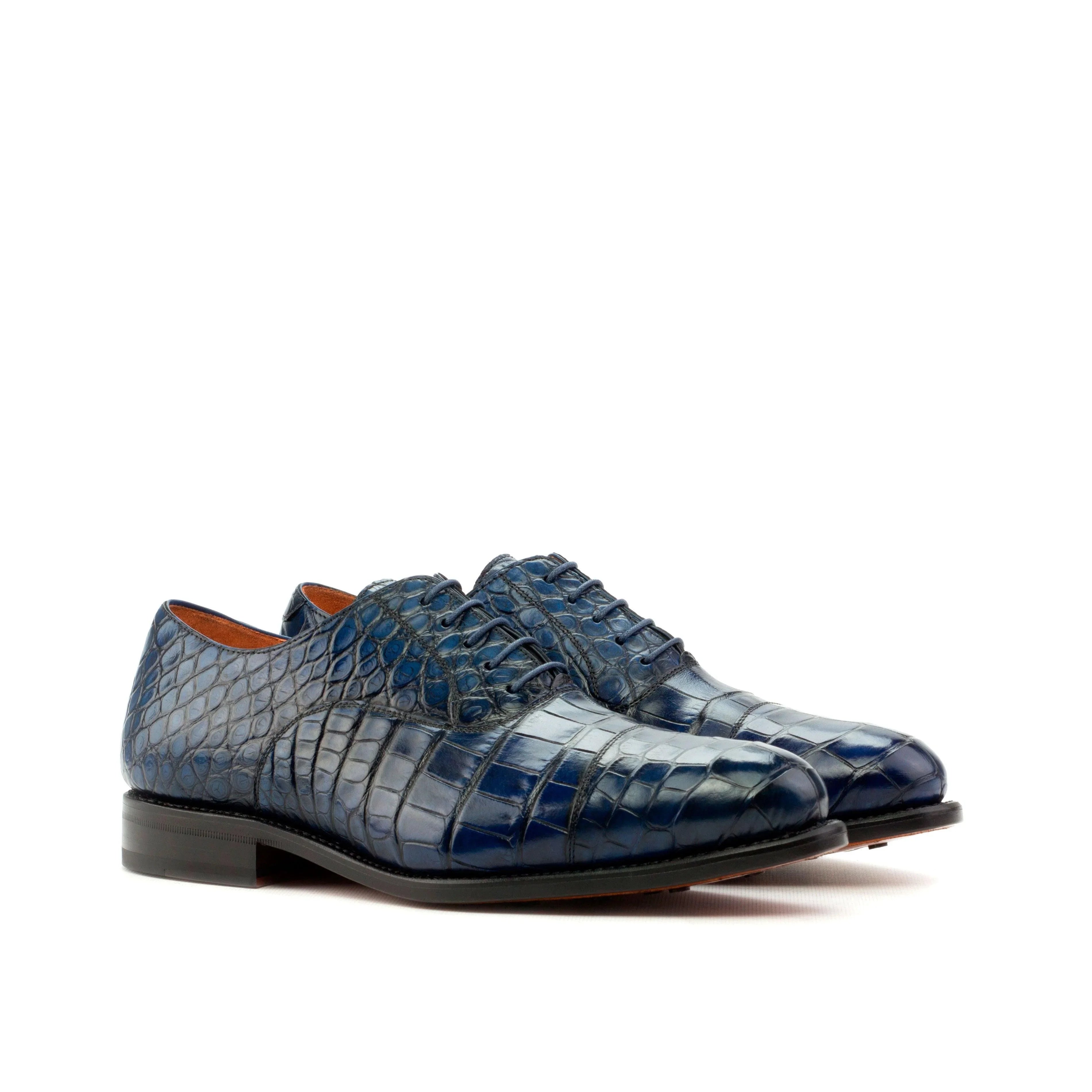 Bono Men’s Genuine Alligator Skin Oxfords | Marco Di Milano Exotic Shoes in Navy