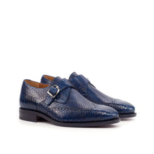 Load image into Gallery viewer, Navy Python Single Monk Shoes - Single Monk