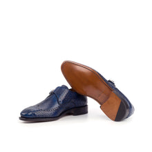 Load image into Gallery viewer, Navy Python Single Monk Shoes - Single Monk