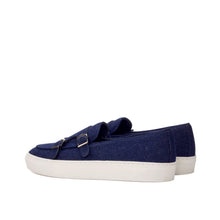Load image into Gallery viewer, Navy Denim Double Monk Sneakers