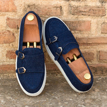 Load image into Gallery viewer, Navy Denim Double Monk Sneakers