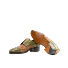 Load image into Gallery viewer, Olive & Cognac Genuine Python Derby Shoes - Derby