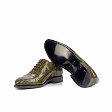 Load image into Gallery viewer, Olive Green Alligator Oxford Shoes - Oxford