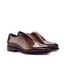 Load image into Gallery viewer, Plain Cognac Patina Leather Wholecut Shoes - Whole Cut