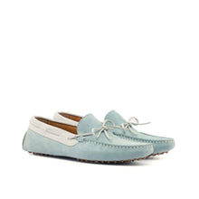 Load image into Gallery viewer, SHIRE DRIVER WHITE SUEDE, LIGHT BLUE SUEDE - Driving Loafers 
