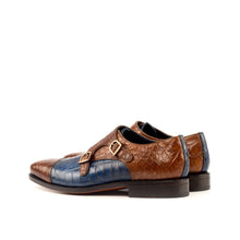 Load image into Gallery viewer, Two-Tone Alligator Double Monk Shoes - Double Monk