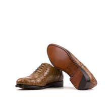 Load image into Gallery viewer, Camel Alligator Oxford Shoes
