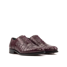 Load image into Gallery viewer, Burgundy Alligator Oxford Shoes
