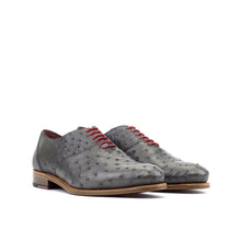 Load image into Gallery viewer, Grey Ostrich Wholecut Shoes
