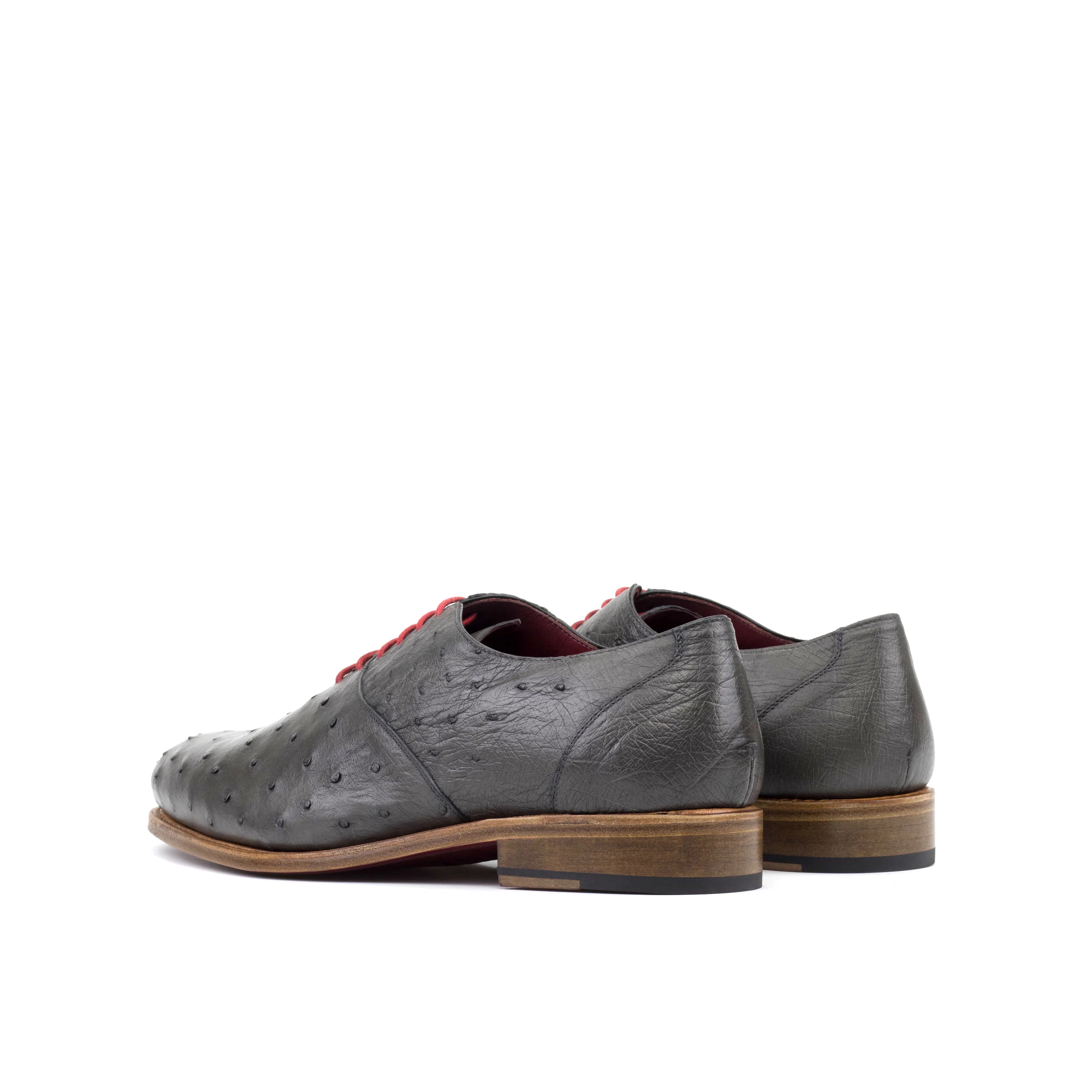 Grey Ostrich Wholecut Shoes