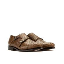 Load image into Gallery viewer, Brown Ostrich Double Monk Shoes
