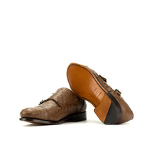 Load image into Gallery viewer, Brown Ostrich Double Monk Shoes

