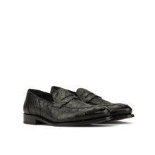 Load image into Gallery viewer, Black Ostrich Penny Loafer
