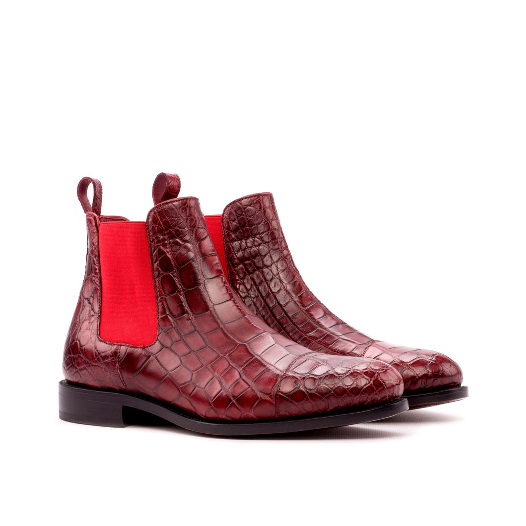 Red Alligator Chelsea Boots