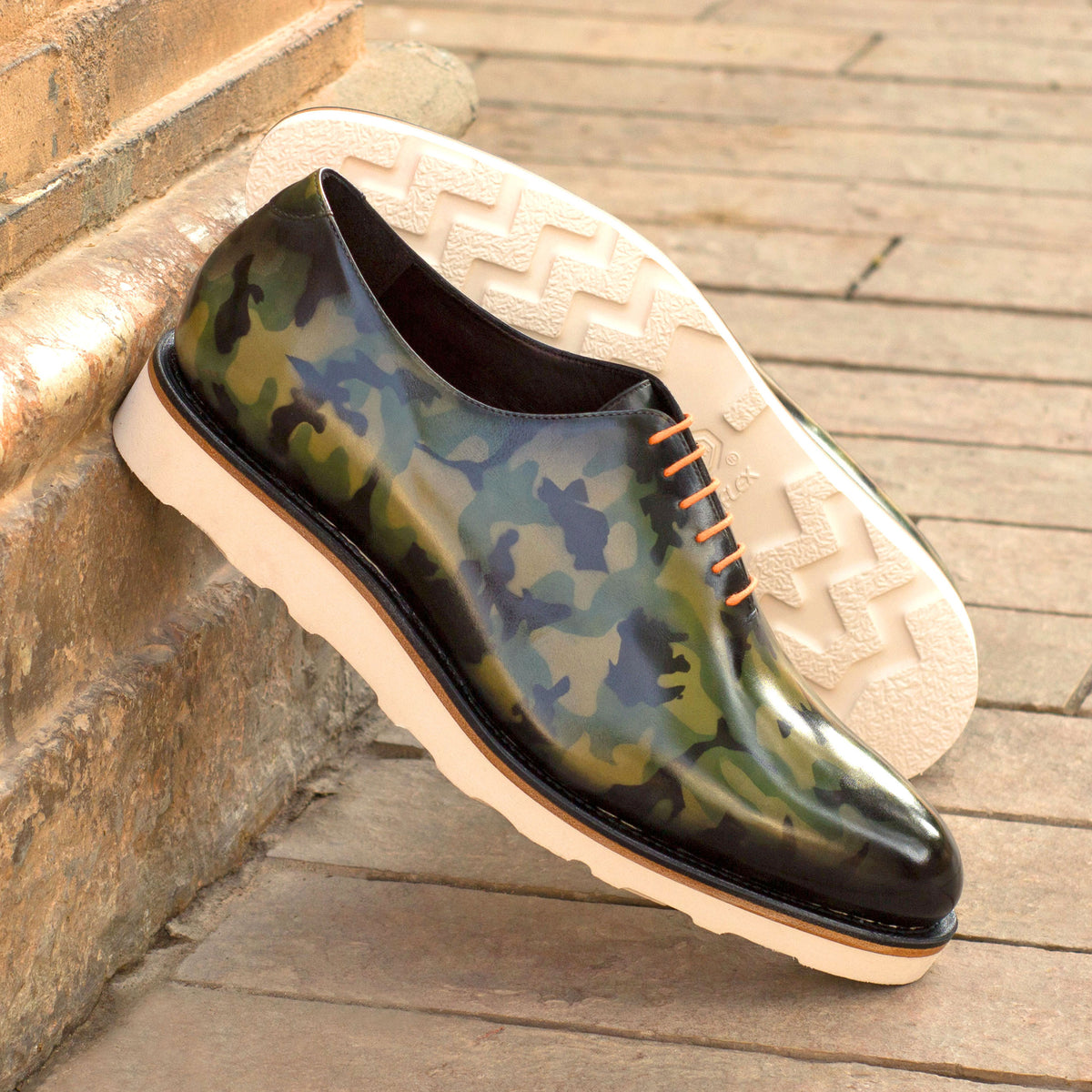Camouflage Patina Leather Wholecut Shoes D EE EEE Widths ADORSI