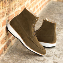 Load image into Gallery viewer, Khaki Suede Moc-Toe Boots
