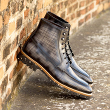Load image into Gallery viewer, Grey Papiro Patina Leather Moc-Toe Boot
