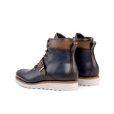 Navy & Brown Calf Hiking Wedge Boots