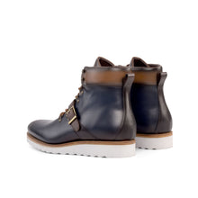 Load image into Gallery viewer, Navy &amp; Brown Calf Hiking Wedge Boots
