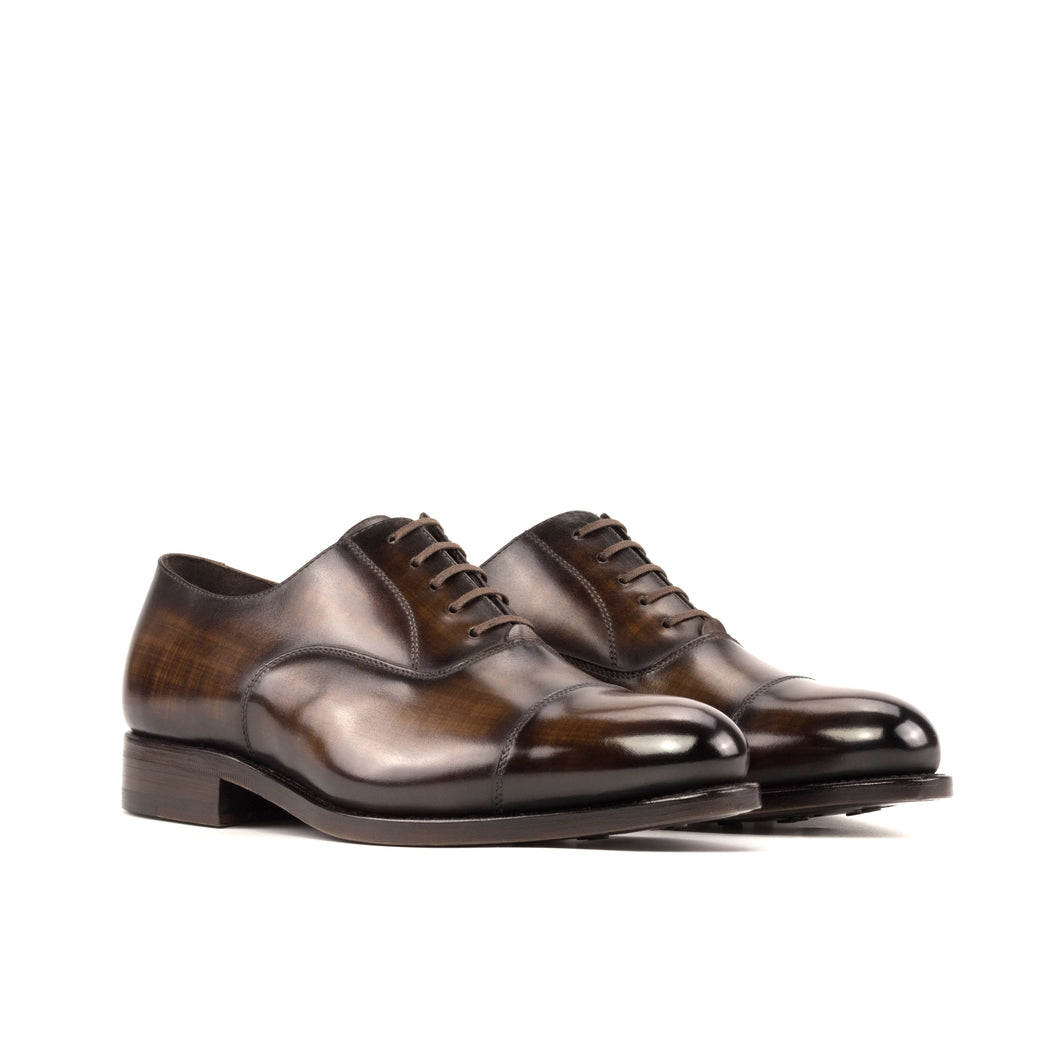 Brown Patina Cap-Toe Oxford Shoes