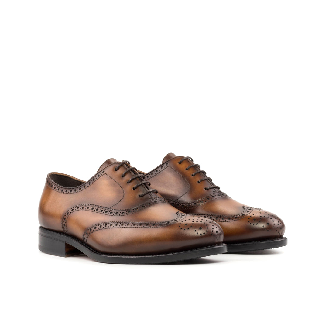 Burnished Medium Brown Calf Leather Brogue Shoes