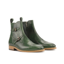 Load image into Gallery viewer, Forest Green Calf Leather Double Monk Boots
