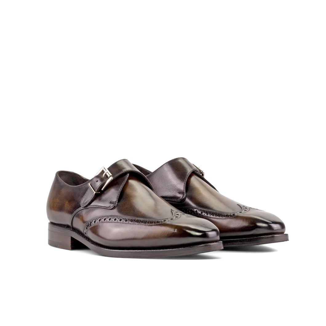 Museum Tobacco Patina Leather Single Monk Strap