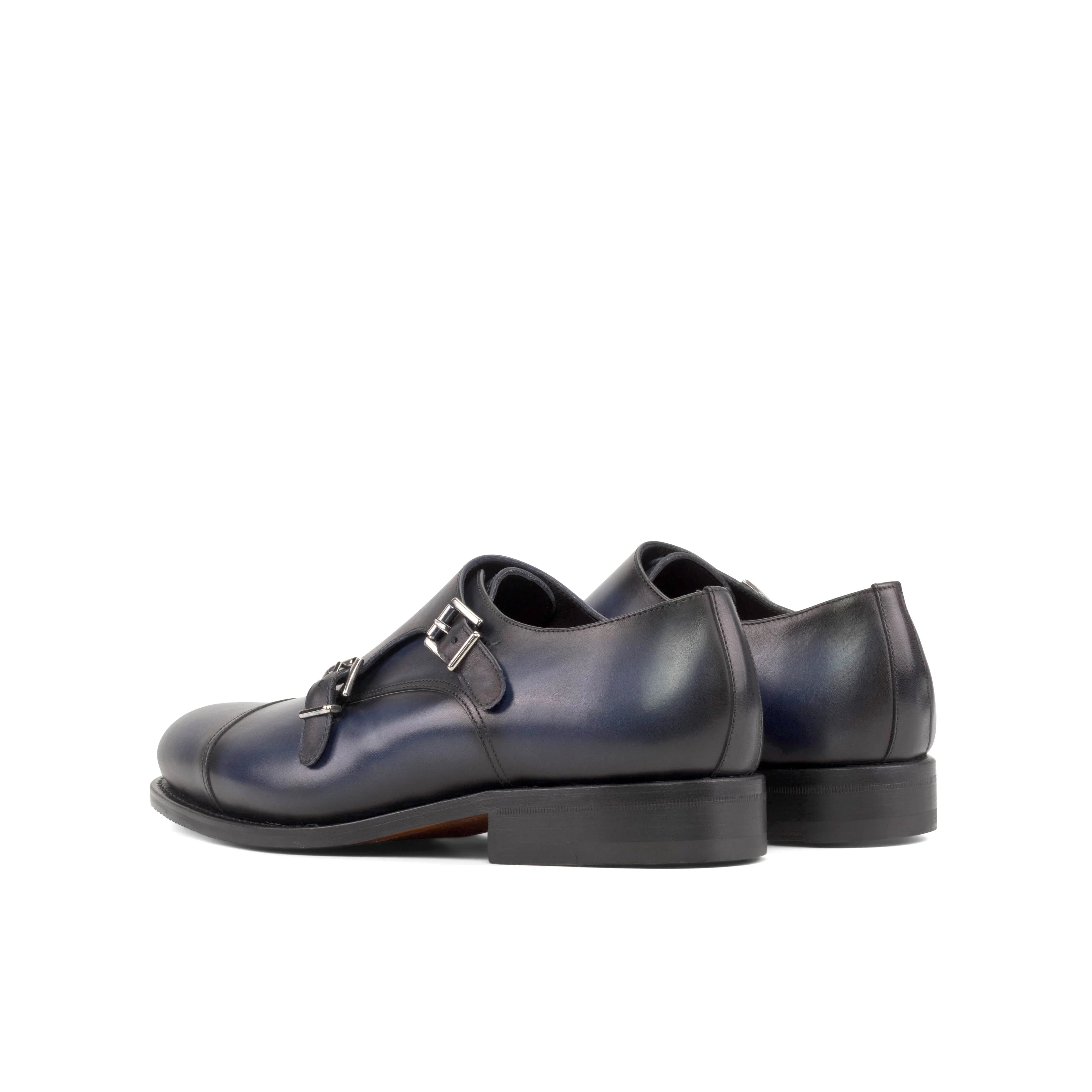 Navy Blue Double Monk Shoes