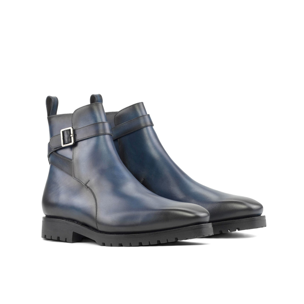 Navy Painted Calf Leather Jodhpur Boot