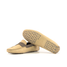 Load image into Gallery viewer, Camel &amp; Grey Suede Penny Driving Loafers
