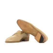 Load image into Gallery viewer, Camel Suede Penny Loafers
