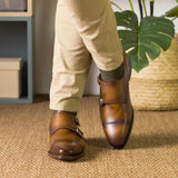 Medium Brown Calf Leather Double Monk Strap