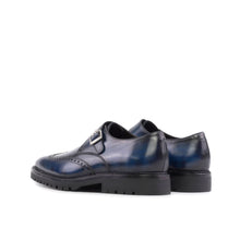 Load image into Gallery viewer, Denim Blue Patina Leather Single Monk Shoes
