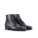 Navy Blue Calf Moc Toe Boots
