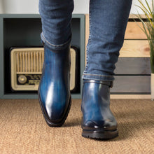 Load image into Gallery viewer, Denim Blue Patina Jodhpur Boots
