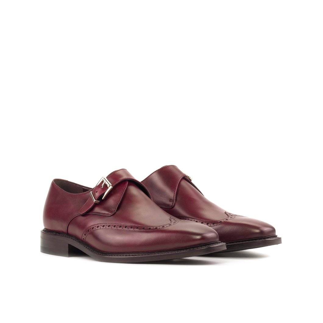 Burgundy Single Monk Strap Shoes