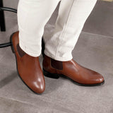 Medium Brown Box Calf Leather Chelsea Boot