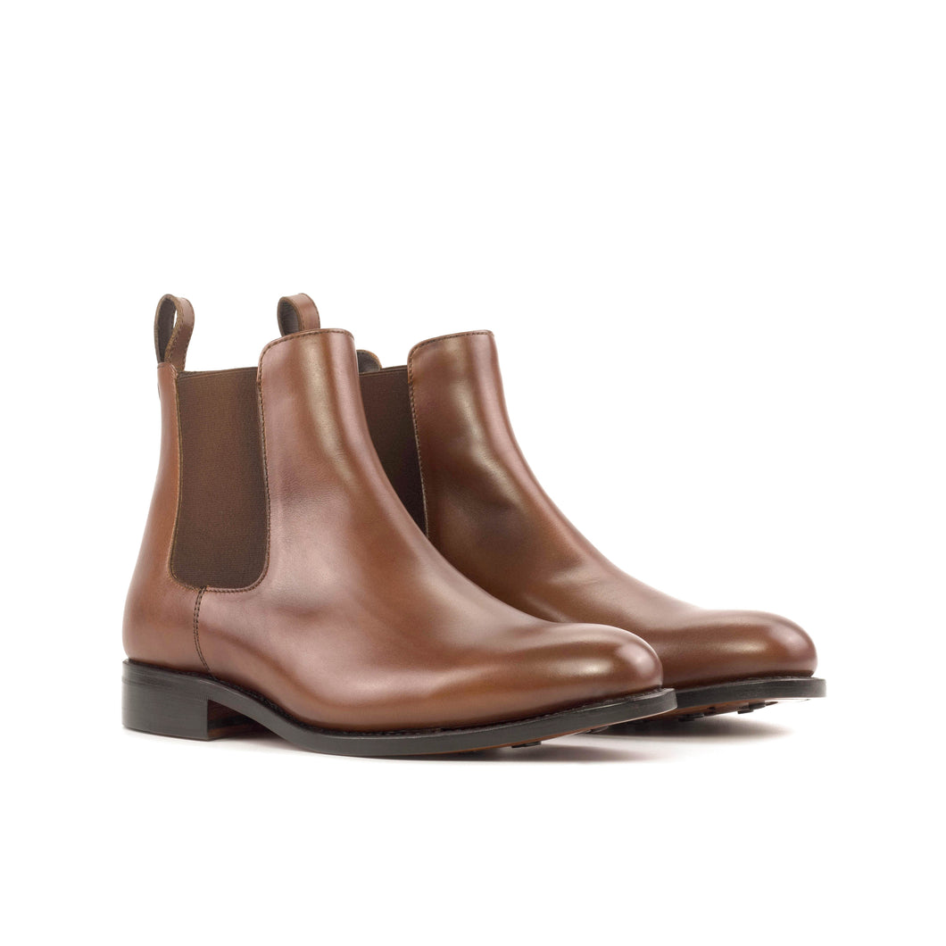 Medium Brown Box Calf Leather Chelsea Boot