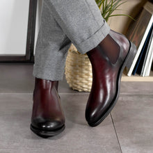 Load image into Gallery viewer, Burgundy Calf Leather Chelsea Boots
