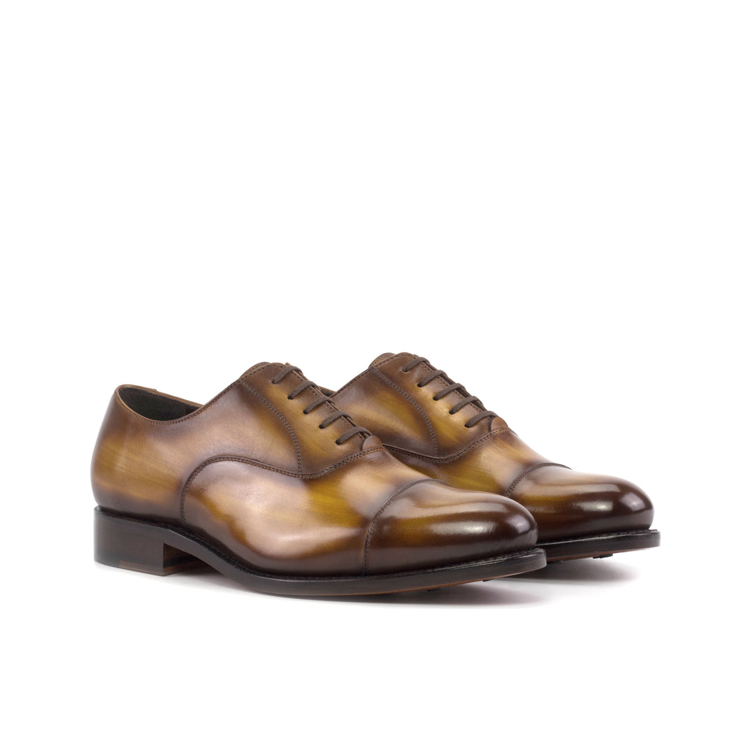 Cognac Patina Oxford Cap Toe Shoes