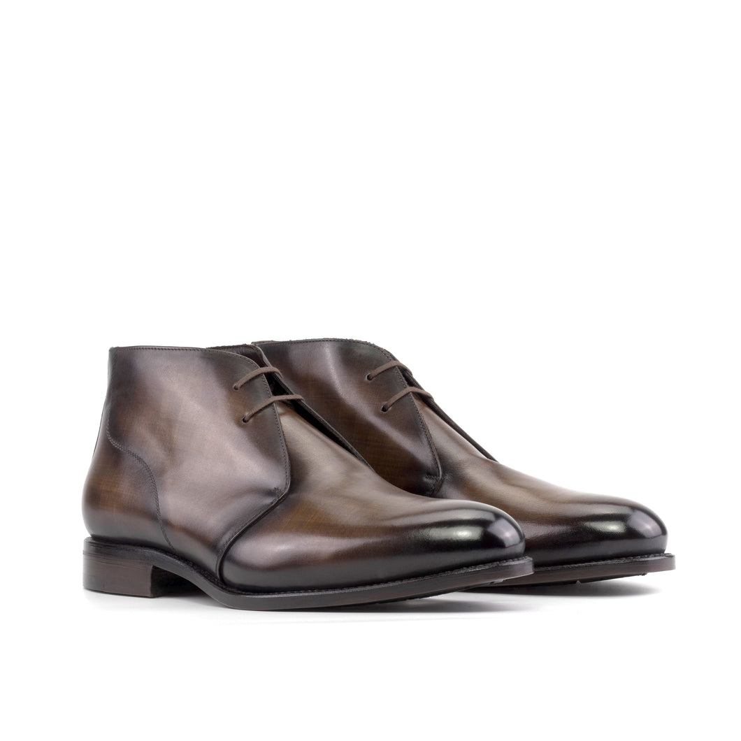 Brown Patina Leather Chukka Boots