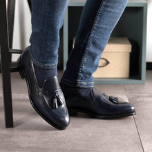Load image into Gallery viewer, Navy Calf Leather Tassel Loafer
