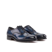 Load image into Gallery viewer, Denim Blue Patina Cap Toe Oxford Shoes
